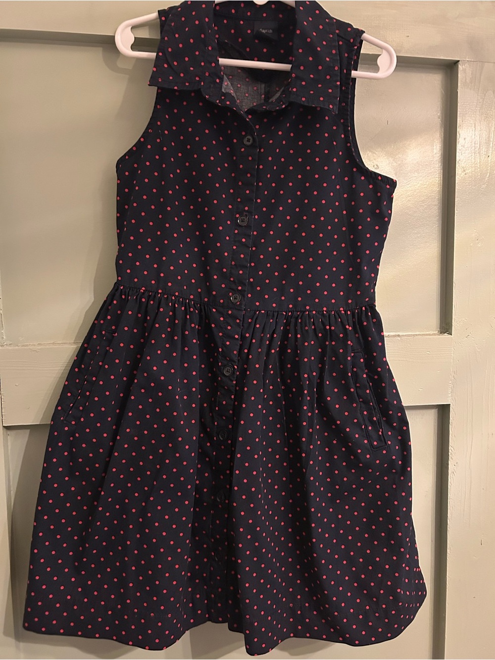 GAP Navy Dress with Pink Polka Dots